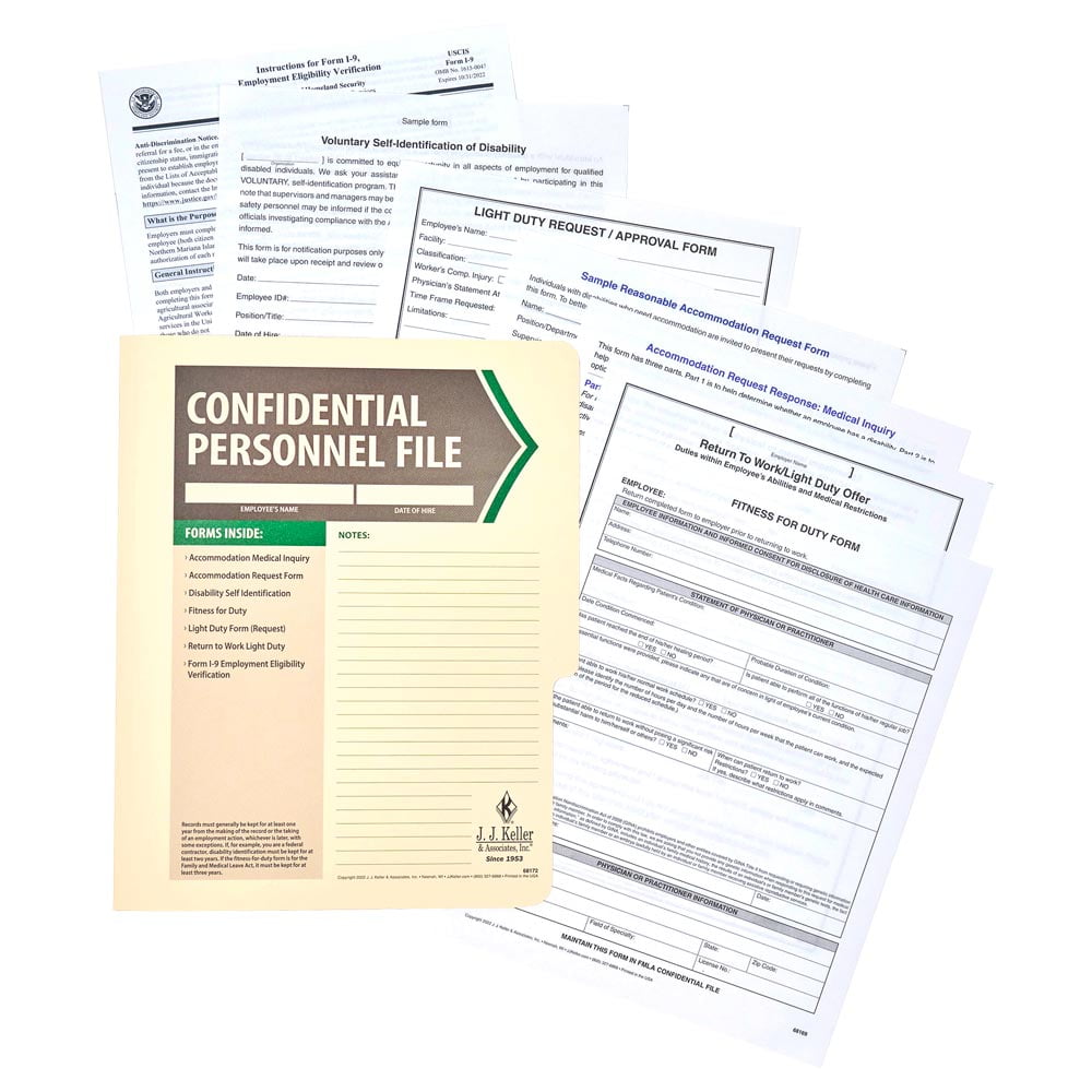 Employee Personnel File Folder & Forms, Confidential, 11.75 x 9.5, 10