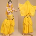 thumbnail image 2 of DGMIOCS Girls Belly Dance 2 Piece Set Sparkling Top Skirt Outfit for Stage Performance Party Halloween Carnival Yellow 11-14years, 2 of 5