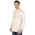 thumbnail image 2 of Embroidered Cotton Dress Mens Short Kurta Shirt India Fashion Clothes (Beige, M), 2 of 6