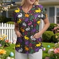 thumbnail image 2 of GEWSEY Scrubs for Women Tops Easter Print Shirt V Neck Cartoon Pattern Short Sleeve Nursing Uniform with Pockets (Dark Gray, XXL), 2 of 7