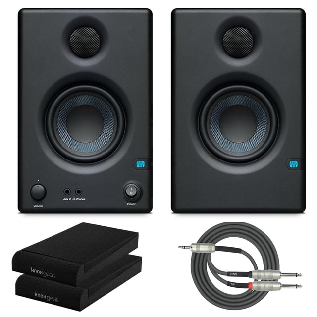 Monitores Bluetooth PreSonus Eris 3.5 con almohadillas de aislamiento y cable