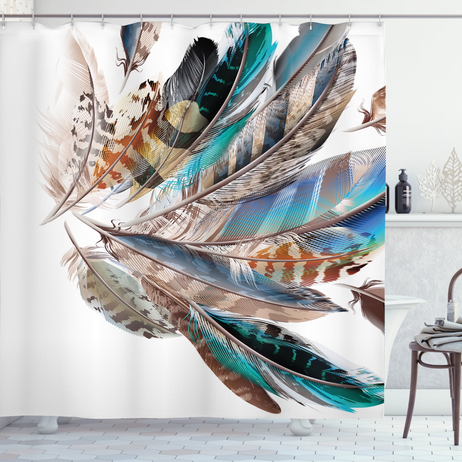 60x72" Peacock Waterproof Fabric Shower Curtain Flowers Birds Peel Panel Decor H 