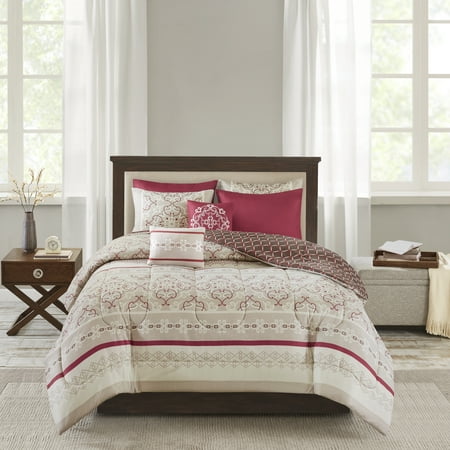 Mainstays 8 Piece Comforter Set With Coverlet Full Queen Red