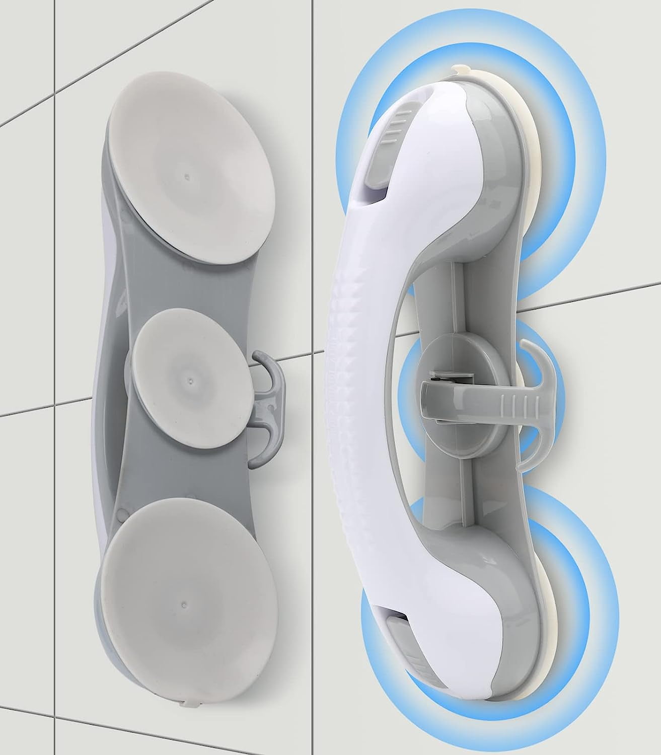 Boluotou Shower Handle 2Pack, [3 Suction Cup] Grab Bars for Bathtubs