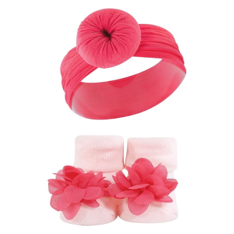 Hudson Baby Infant Girl Headband and Socks Giftset, Pink  display picture 1