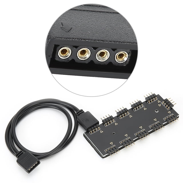 RGB Hub Controller,RGB Hub Controller 1‑10 CPURGB Hub Controller PC Chassis Fan Hub Precision Engineered