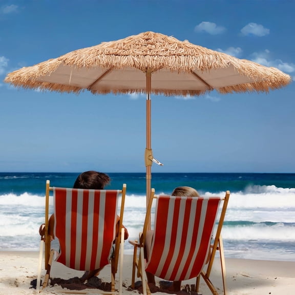 Autlaycil 7.5 ft Hula Thatched Tiki Patio Beach Umbrell,Patio Umbrella, Outdoor, Beach-Yellow