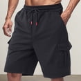 thumbnail image 5 of FUZHIQ Mens Shorts Casual 10 Inch Inseam Solid Color Drawstring Elastic Waist Baggy Shorts Relaxed Fit Summer Beach Shorts Knee Length Cargo Pants,L, 5 of 8