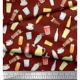 thumbnail image 2 of Soimoi Red Cotton Voile Fabric Soft Drink & Glass Kitchen Decor Fabric Printed Yard 42 Inch Wide, 2 of 3