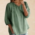 thumbnail image 2 of Vinsonshop Women Cotton Linen Embroidered Tops Ethnic Style Casual Linen Bohemian Peasant Shirts Boho Gauze Tops Retro Embroidered Shirt Linen Tunic Tops for Women Green M, 2 of 9