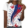 thumbnail image 2 of Cavosen Patriotic Tops for Women Petite Red White and Blue Short Sleeve Round Neck T Shirts USA Star Striped Graphic Shirts Lady XL Patriotic Casual Shirts Independence Day Tunic Tees, 2 of 5