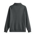 thumbnail image 4 of Stralyhd Women's Casual Polo Neck Sweatshirt Long Sleeve Button Pullover Tops Fall Fashion Outfits Clothes with Pockets Gray XXL, 4 of 5