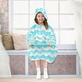 thumbnail image 7 of Teal Waves Wearable Blankets Hoodie Oversize Sherpa Wearable Soft Blanket Warm Cozy 3-14 Age, 7 of 7