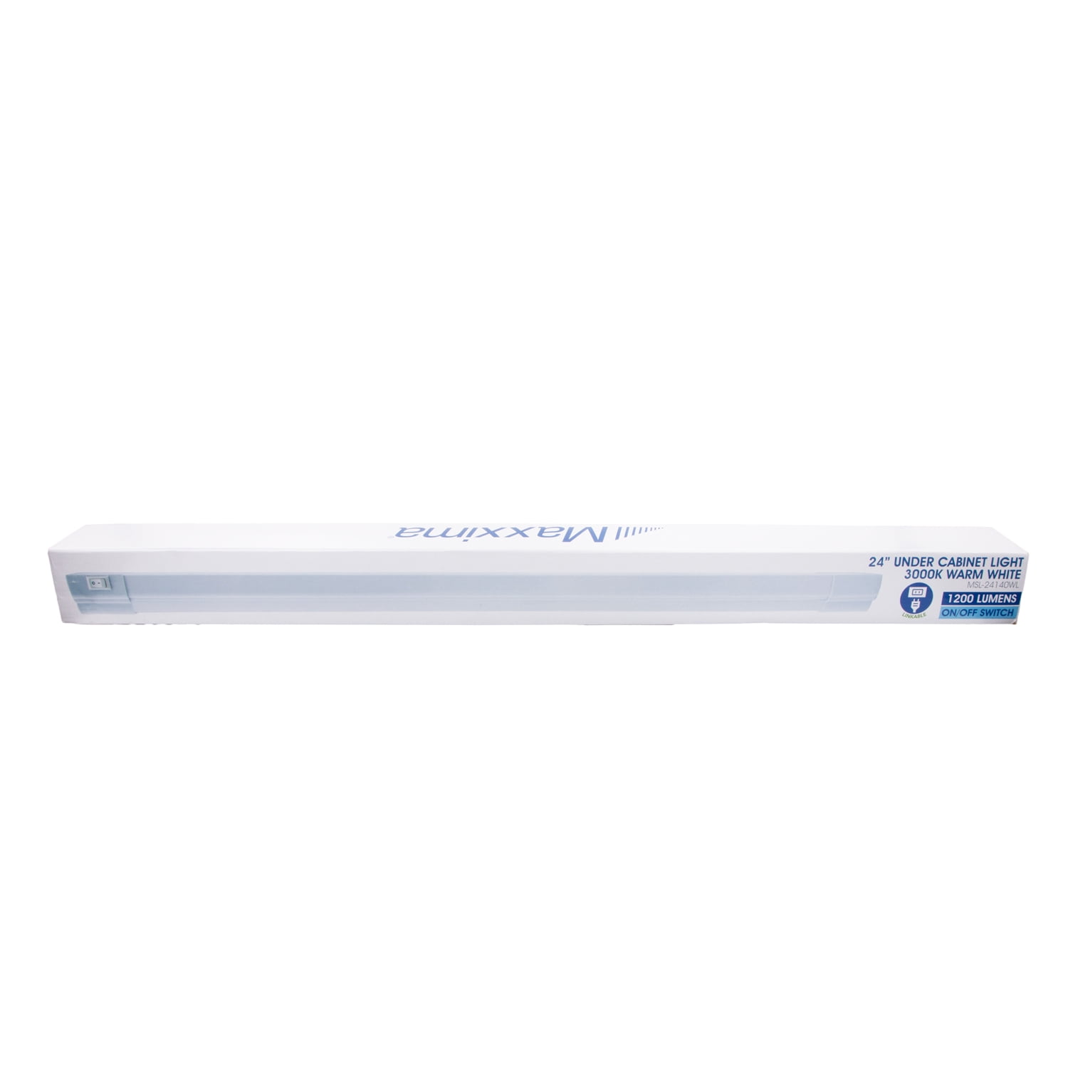 Maxxima 24 in. LED Under Cabinet Light, Linkable, 1200 Lumens, 3000K Warm White, White, On/Off Switch
