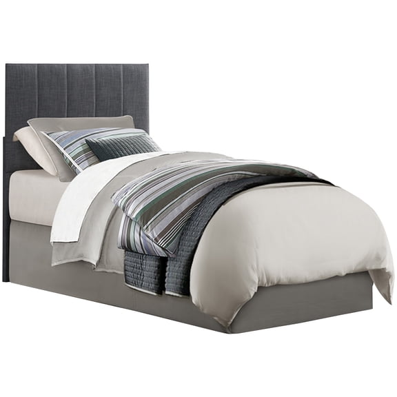 JERFIT Twin Size Gray Upholstered Headboard with Channel Tufting, Engineered Wood Frame for Bedroom
