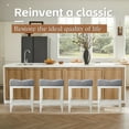 thumbnail image 4 of 24 Inch Counter Height Bar Stools Set of 4 - Backless Farmhouse Style, Upholstered Fabric Linen with Solid Wood Legs, Small Space Friendly for Kitchen Island, Easy Assembly, Light Grey, 4 of 6