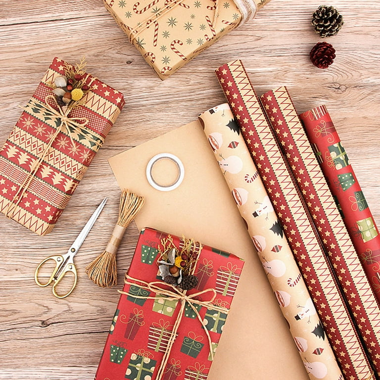 6Pcs Lovely Wrapping Paper Flexible Cartoon Kraft Gift Wrapping Tissue Paper  Holiday Supplies Black Kraft Paper 
