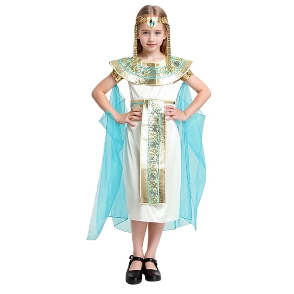 SJLDQY Carnival Toddler Girls Egyptian Princess Dress Up Retro Robe With Headwear Outfits Party Stage Performance Clothes Set