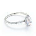 thumbnail image 3 of JeenMata 1.25 Carat Teardrop Rainbow Moonstone and Moissanite Halo Engagement Ring in 18k White Gold over Silver, 3 of 6