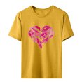 thumbnail image 3 of WILLBEST T-Shirts pour Femmes Col Rond Décontracté avec Imprimé Cœur Saint-Valentin Manches Courtes, 3 of 4