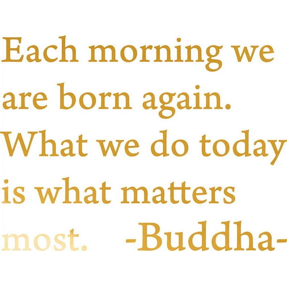 GOLD(CHROME MIRROR) 27" x 20" Each morning we are born again. Buddha Vinyl wall art Inspirational quotes and saying home decor decal sticker
