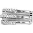 thumbnail image 4 of Sterling Silver Cheryl M Rhodium-Plated Cz Textured And Layered Ring (Size 8) Made In Italy qcm1572-8, 4 of 5