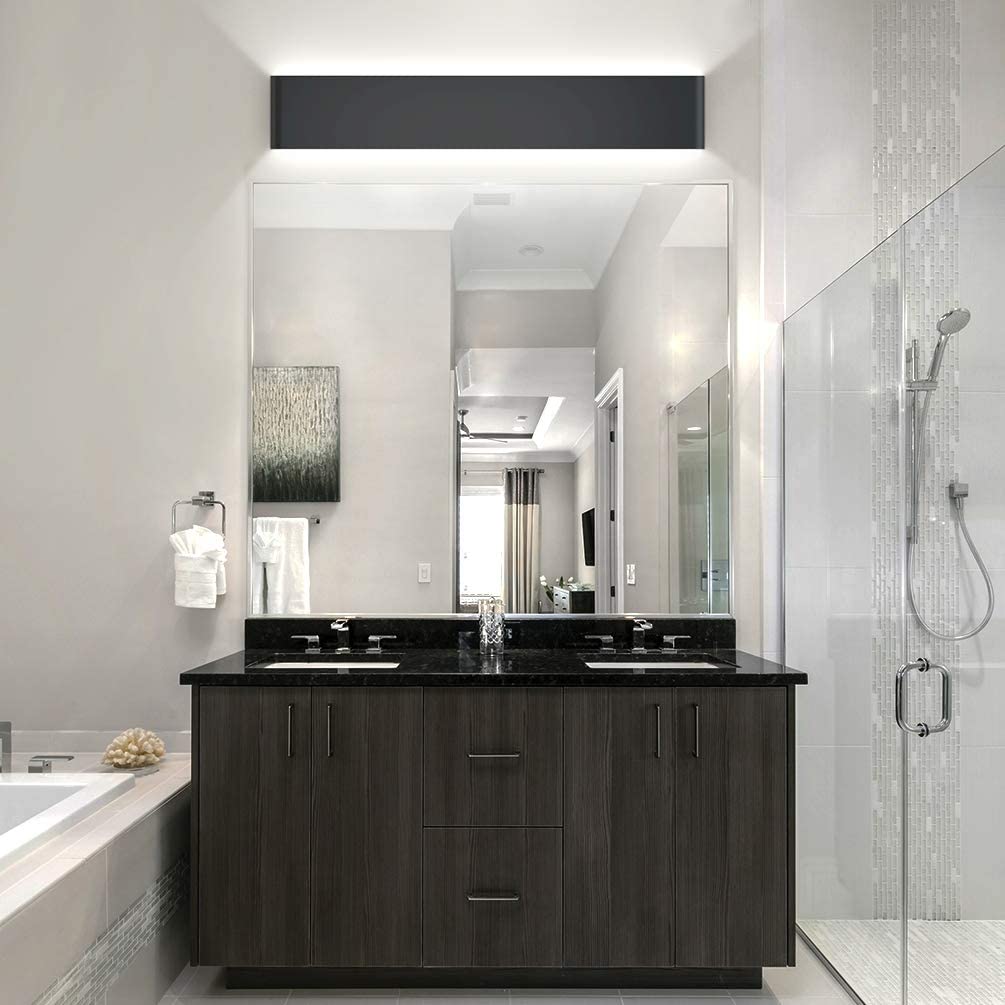 Aipsun 32.6 inch Modern Black Vanity Light Fixtures LED Black Bathroom Wall  Light Up and Down Bathroom Lighting Fixtures White Light 5000K