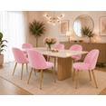 thumbnail image 2 of Sillas de Comedor de Terciopelo con Patas de Acero Acabado Tipo Madera Estilo Moderno - Sillas de Comedor Tapizadas Minimalista con Relleno Suave Set 4 Piezas Rosa, 2 of 6