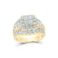 thumbnail image 1 of Diamond Princess 14kt Yellow Gold Princess Diamond Halo Cluster Bridal Wedding Engagement Ring 3 Cttw, 1 of 1