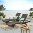 thumbnail image 3 of Anthony Outdoor Wicker Adjustable Chaise Lounge with Arms and Table, Set of 3, Multibrown, 3 of 6