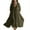 Army Green, variant on Linen Dresses For Women 3/4 Sleeves Roll Up Drawstring Front Pull Rope V Neck Tunic Dress Flowy A Line Maxi Dress Long Beach Dress
