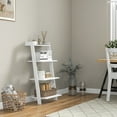thumbnail image 4 of Costway 4-Tier Ladder Shelf Leaning Bookshelf withAnti-falling Baffle Wood Bookcase White, 4 of 10