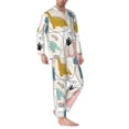 thumbnail image 2 of Fuzoiu Cute Dinosaurs Print Men's Long-Sleeved Pajama,Lounge Button Down Nightwear,Mens Notch Collar Pajama Set -XX-Large, 2 of 7