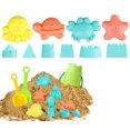 thumbnail image 2 of Juegos de playa, juegos de dinosaurios para la playa, 18 piezas con cubo de playa para niños, regadera, bolsas de malla, pala, rastrillos y moldes de arena., 2 of 5