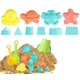 thumbnail image 2 of Juegos de playa, juegos de dinosaurios para la playa, 18 piezas con cubo de playa para niños, regadera, bolsas de malla, pala, rastrillos y moldes de arena., 2 of 5