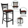 thumbnail image 4 of Flash Furniture HERCULES Series Black ''X'' Back Metal Restaurant Barstool - Burgundy Vinyl Seat, 4 of 11