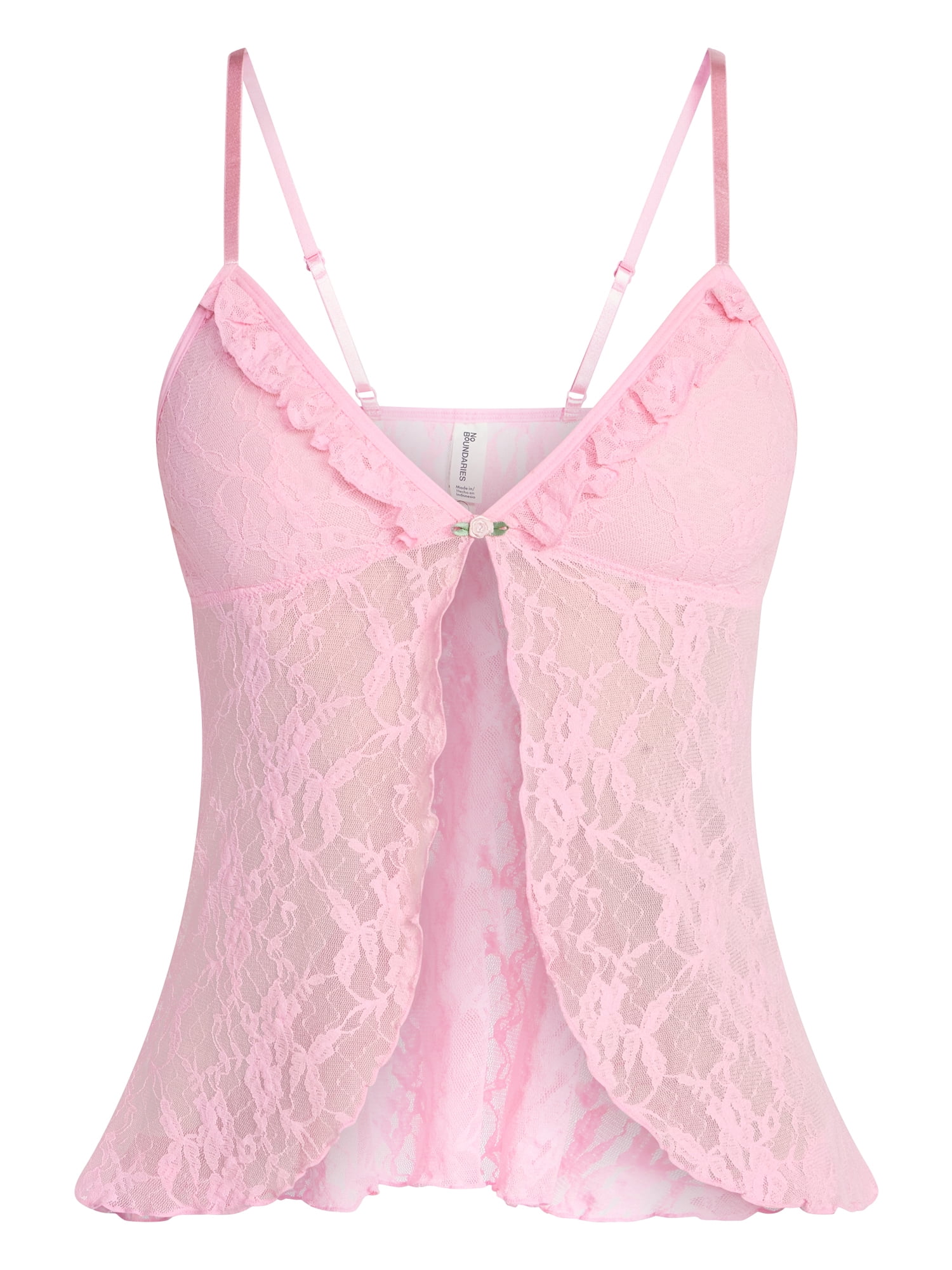 No Boundaries Lace Flyaway Cami Top, Women's XS-XXXL