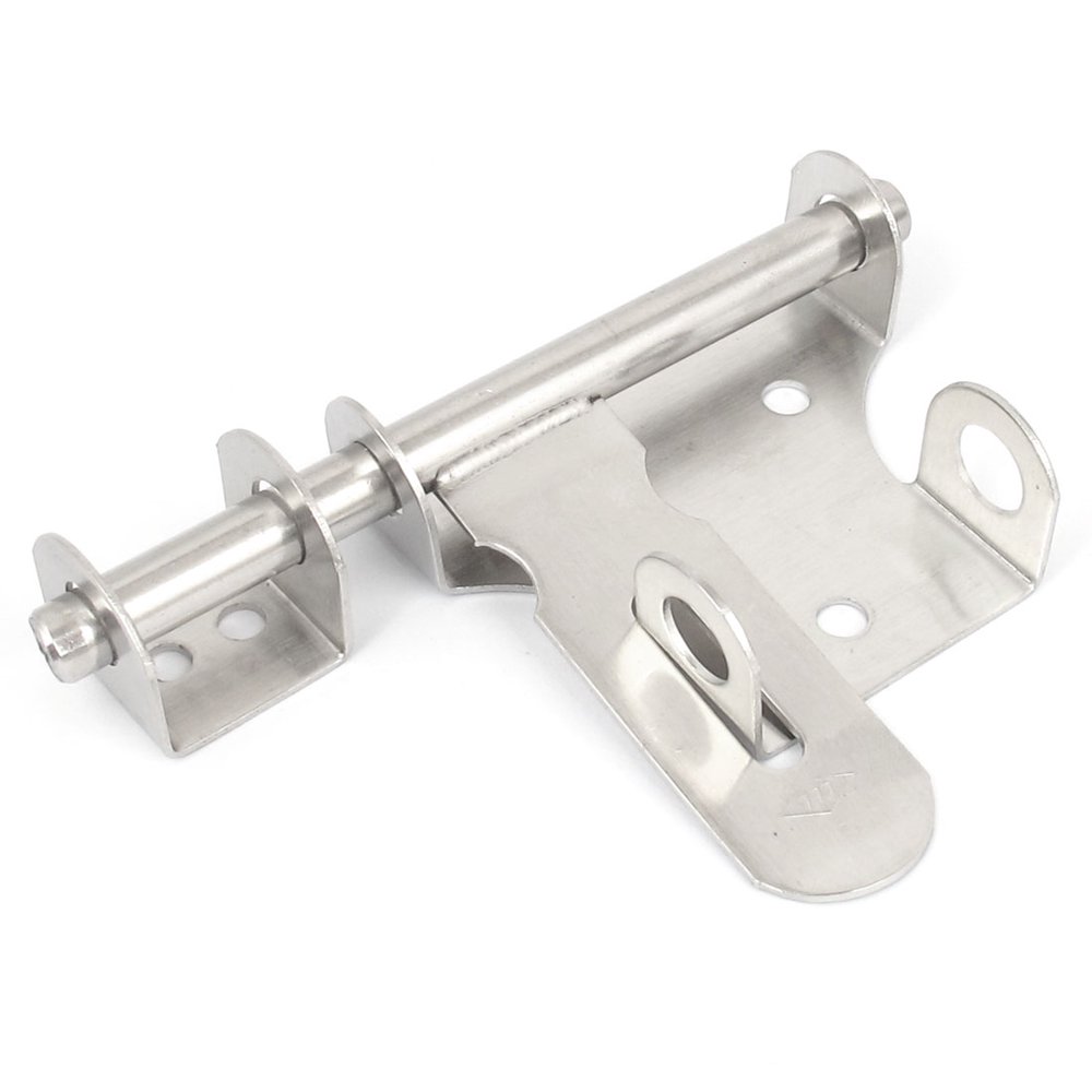 Door Drawer Cupboard Slide Lock Metal Latch Hasp Bolt Silver Tone