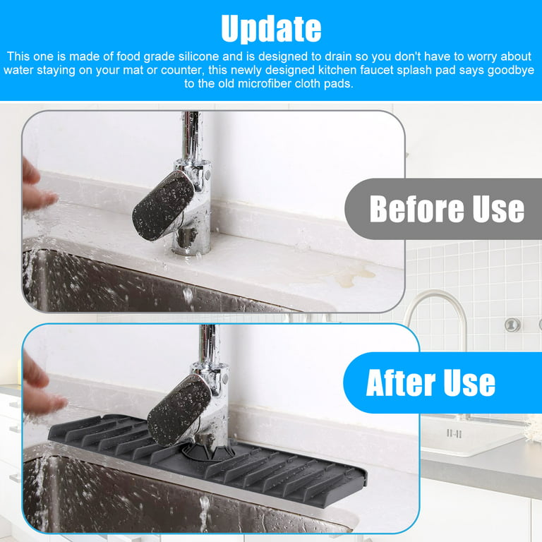 Kitchen Sink Splash Guard, TSV Silicone Sink Faucet Mat, Sink Drain Tray Drying Pads, Kitchen Sink Accessories, Faucet Absorbent Mat, Bathroom Faucet
