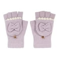 thumbnail image 2 of DHFJKG Womens Winter Knitted Fingerless Gloves Thermal Insulation Warm Convertible Mittens Flap Cover With Bow Appliques Cozy Mitten, 2 of 4