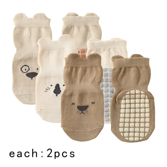 TELOLY 6Pairs Toddler Socks,Adaptive Cuff Cute Socks,Bright Figure Non Slip Socks,Style1