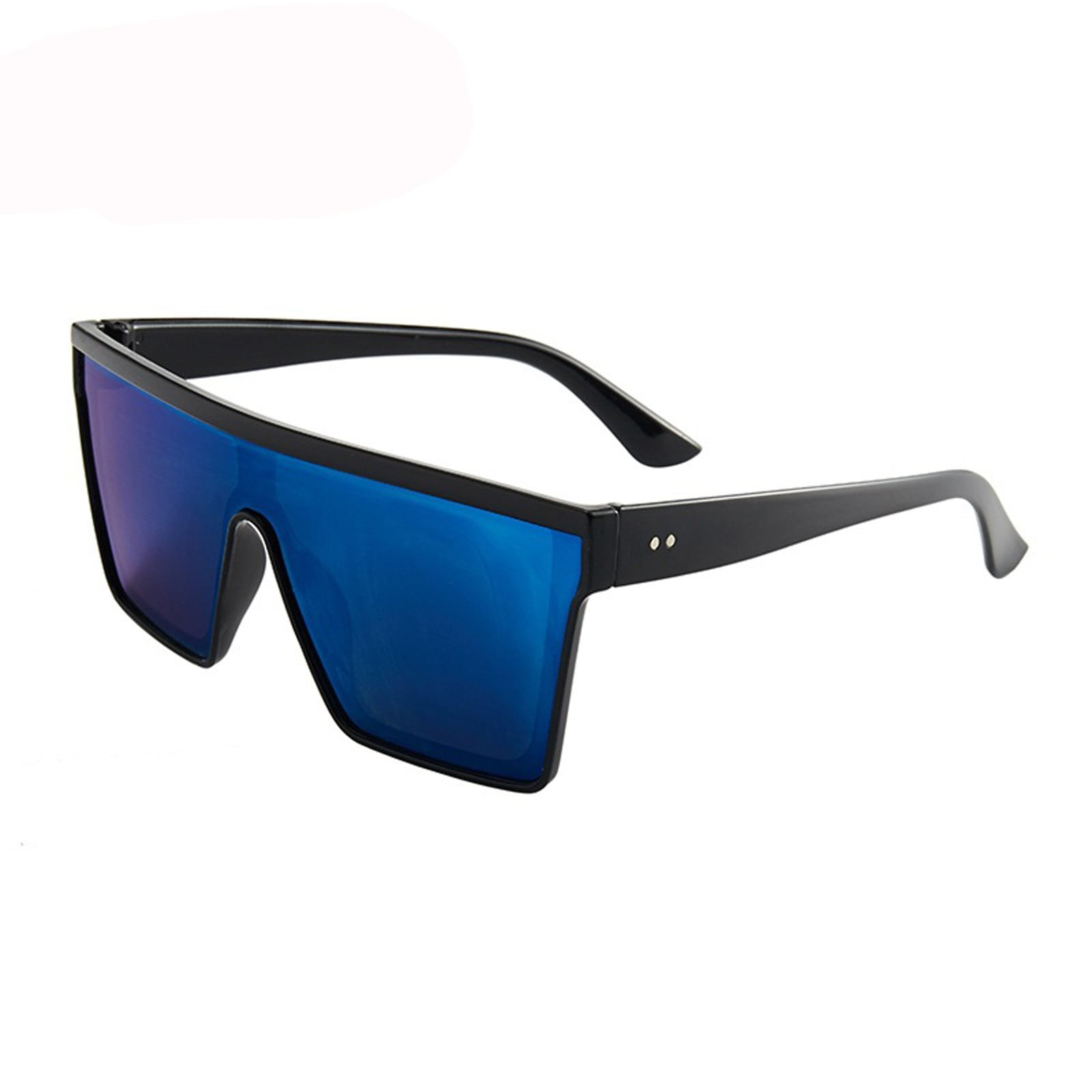 Bmisegm Summer Fashion Glasses Sunglasses Oversized Square Flat Single Lens Shading Summer Sunglasses Men Women Blue One Size