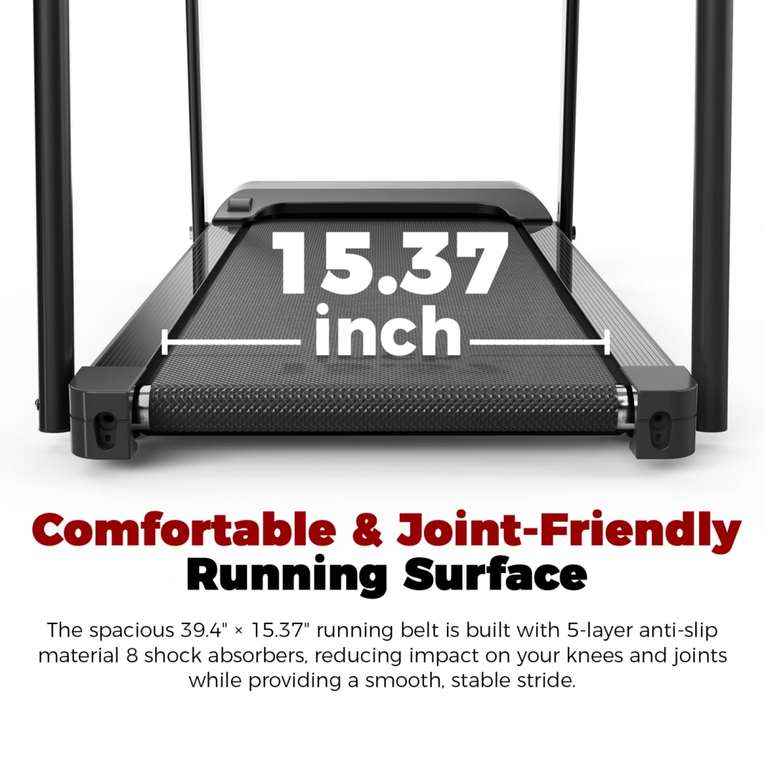 FENGFAN Foldable Senior Walking Pad Treadmill, 300 Lbs Capacity with Large LED Display & Long Handrail, 1 Pack