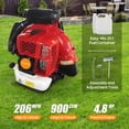 thumbnail image 4 of Seipouy Backpack Gas Powered Leaf Blower, 80CC 900CFM 4.8HP 2-Cycle Grass Lawn Blower Air Cooling Gasoline Backpack Grass Blower with Air-Cooled, Snow Blower for Outdoor, 4 of 7