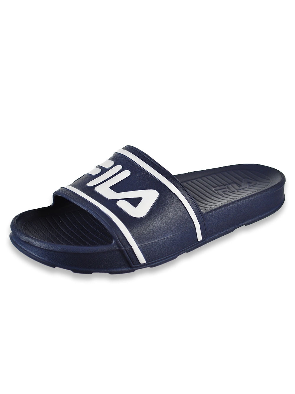Fila Boys Sleek Slide Sandals navy white 6 youth