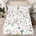 thumbnail image 2 of Manfei Country Floral Bed Sheets,Rustic Plant Flower King Sheets,White Green Pink Sheet Set For Teens,Super Cozy Room Decor,4 Pieces, 2 of 7