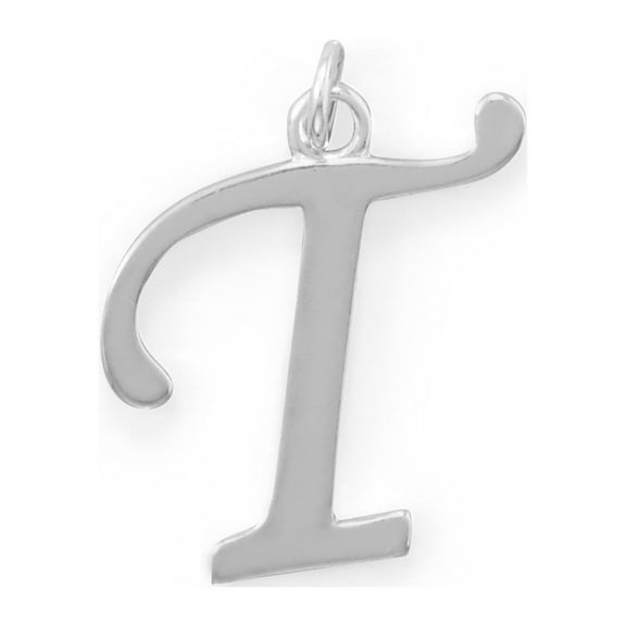 Precious Stars Sterling Silver Unisex Initial Letter T Pendant - No Chain, Pendant Only