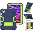 thumbnail image 4 of FIEWESEY for iPad Mini 6 6th Generation 8.3 inch Case,Heavy Duty Rugged Shockproof Kids Friendly Hybrid Built-in Stand Protective Case for iPad Mini 6 (6th Generation) 2021 Release(Navy/Green), 4 of 6