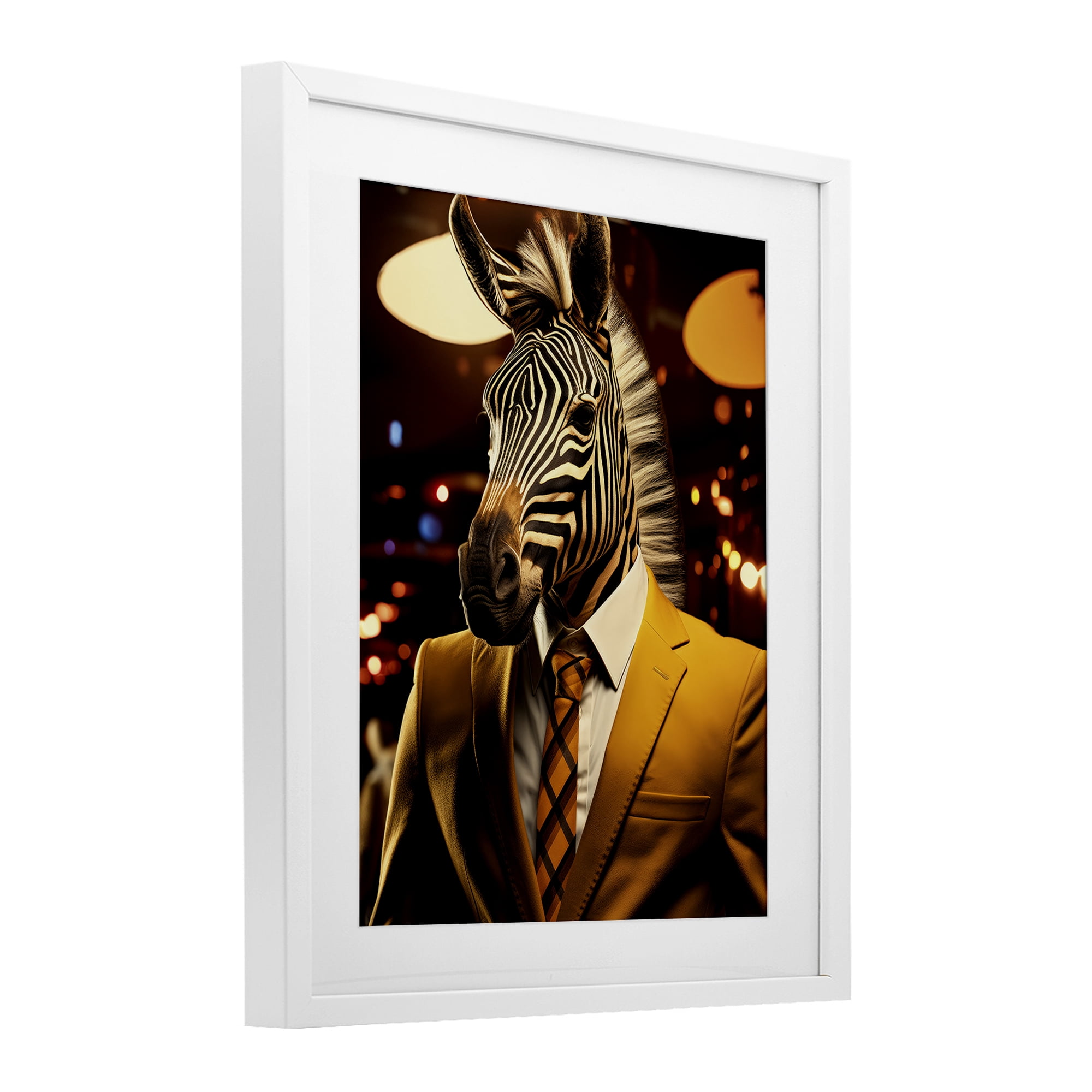 Stupell Industries Trendy Debonair Zebra White Framed Print Under Glass, design by Ray Powers