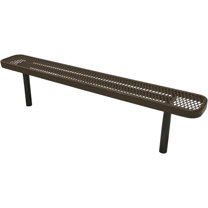 Coated Outdoor Furniture Heavy-Duty Outdoor Bench Thermoplastic Coated, Expanded Metal, Commercial-Grade Seating, Made in America (Inground Without Back, 6 Ft, Textured Brown)